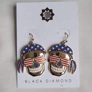 Black Diamond Skull Earrings
